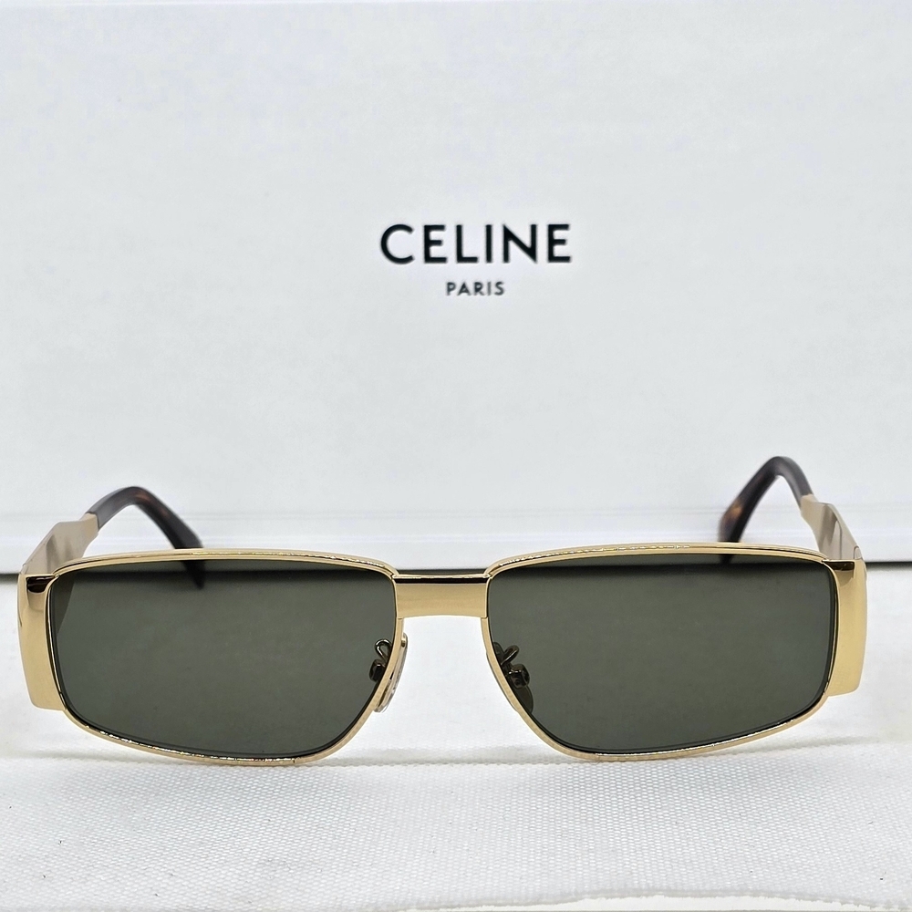 Celine Gold Frame Sunglasses with green Lenses